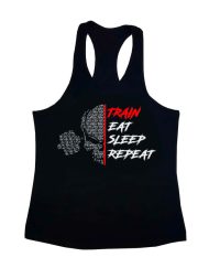 stringer train eat sleep repeat - stringer motivation musculation - stringer motivation bodybuilding - t-shirt bodybuilding