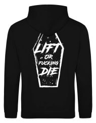 sudadera con capucha motivacional de levantamiento de pesas lift or die - lift or fucking die - sudadera motivacional de gimnasio - sudadera incondicional - powerlifting con capucha negra para hombre - warrior gear - sudadera motivacional de powerlifting