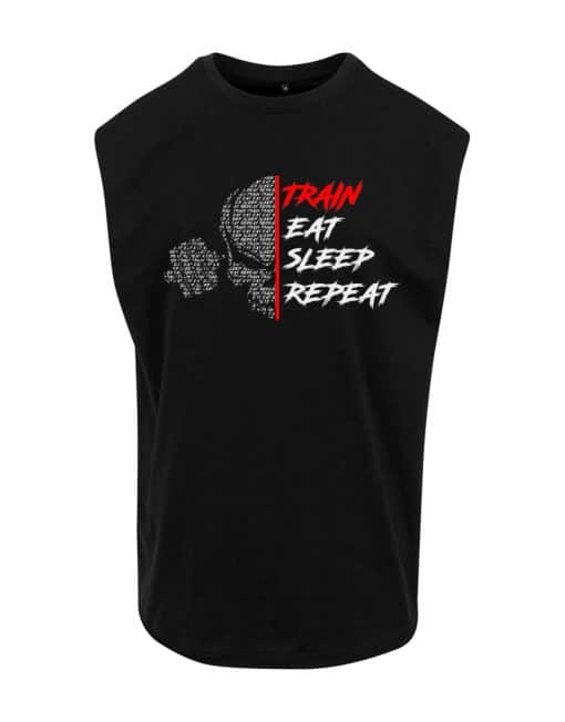 camiseta sin mangas train eat sleep repeat - camiseta sin mangas motivación gimnasio - train eat sleep repeat - bodybuilding