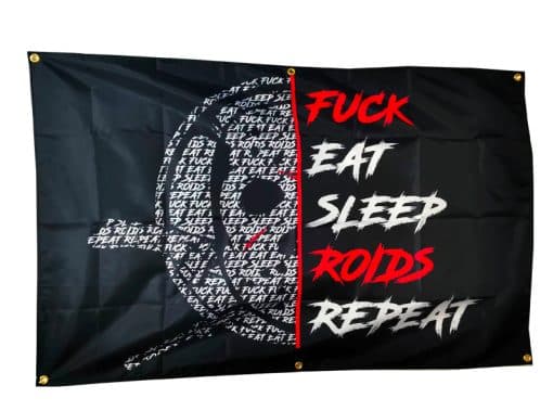 banner motivação bodybuilding - bandeira fuck eat sleep roids repeat ginásio cartaz bodybuilding