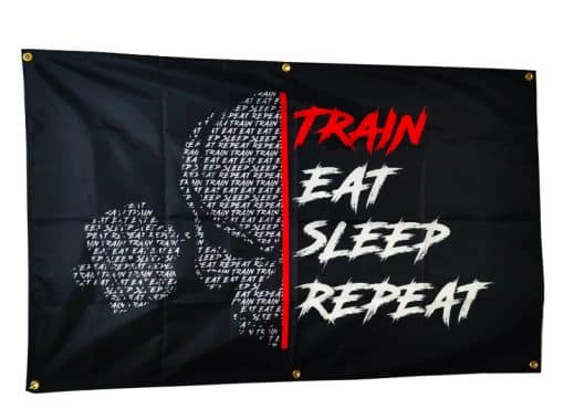 decoratie train eat sleep repeat - vlag sportschool vlag train eat sleep repeat - vlag decoratie homegym