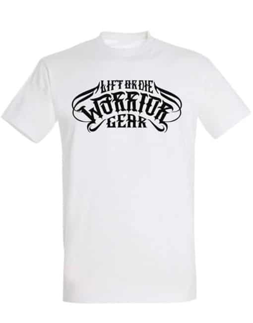 camiseta blanca de gimnasio - camiseta powerlifting de metal - warrior gear