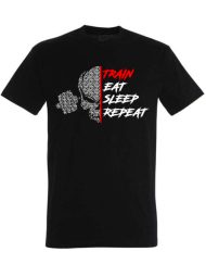 train eat sleep repeat - majica za motivaciju za fitness - majica za motivaciju powerlifting