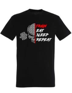 train eat sleep repeat majica - majica za motivaciju za fitness - majica za motivaciju powerlifting