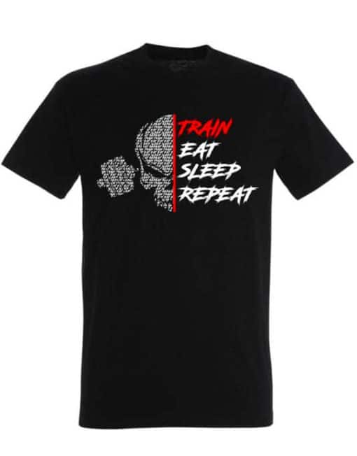 train eat sleep repeat - camiseta de motivación de fitness - camiseta de motivación powerlifting