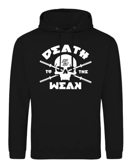 sudadera de gimnasio cráneo - death to the weak sudadera powerlifting débil - sudadera bodybuilding incondicional - sudadera strongman incondicional