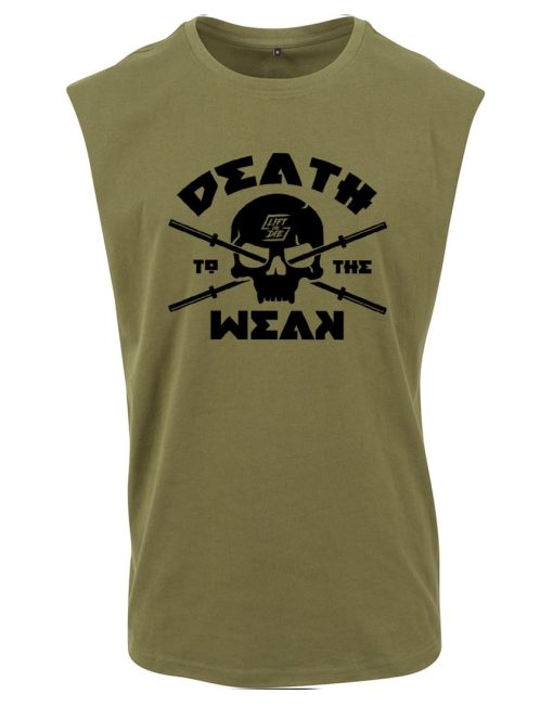 camiseta powerlifting de gimnasio sin mangas - camiseta powerlifting sin mangas - death to the weak - camiseta de warrior gear - warrior powerlifting gear - gimnasio sin mangas - idea de regalo