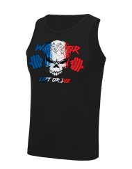 camiseta sin mangas de gimnasio france warrior gear - camiseta warrior gear gear azul blanco rojo