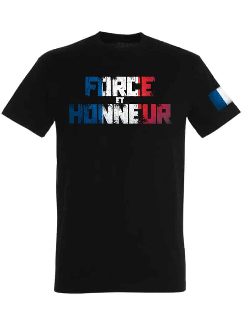 Camiseta de Francia - camiseta de fuerza y ​​honor - camiseta de fuerza y ​​honor - camiseta de gimnasio powerlifting - camiseta strongman - camiseta azul blanca roja warrior gear - camiseta Manga de la bandera de Francia - camiseta de la bandera francesa en la manga - camiseta patriótica - camiseta de Francia - camiseta motivacional