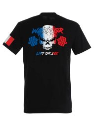 Camiseta de gimnasio Francia warrior gear - camiseta powerlifting Francia - camiseta strongman Francia - camiseta bodybuilding Francia - camiseta azul blanca roja