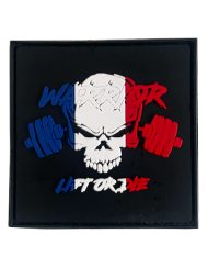 Toppa guerriero in velcro blu bianco rosso Francia - warrior gear lift or die toppa Francia - powerlifting - toppa zaino - giubbotto pesi