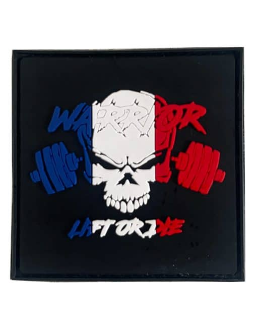 Velcro guerrero parche azul blanco rojo Francia - warrior gear lift or die parche Francia - powerlifting - parche de mochila - chaleco de peso