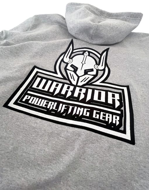 sudadera deportiva gris bordada - warrior powerlifting gear - sudadera de gimnasio - strongman - bodybuilding