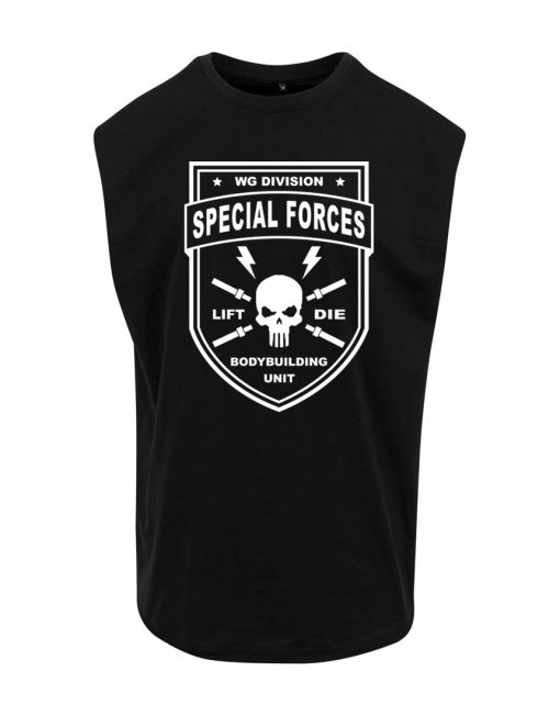 Camiseta negra sin mangas bodybuilding fuerzas especiales - warrior gear