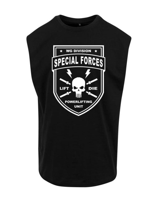 Camiseta negra sin mangas powerlifting force speciales - warrior gear