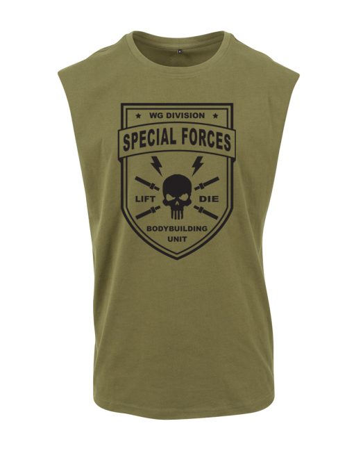 Camiseta verde sin mangas fuerzas especiales bodybuilding - warrior gear