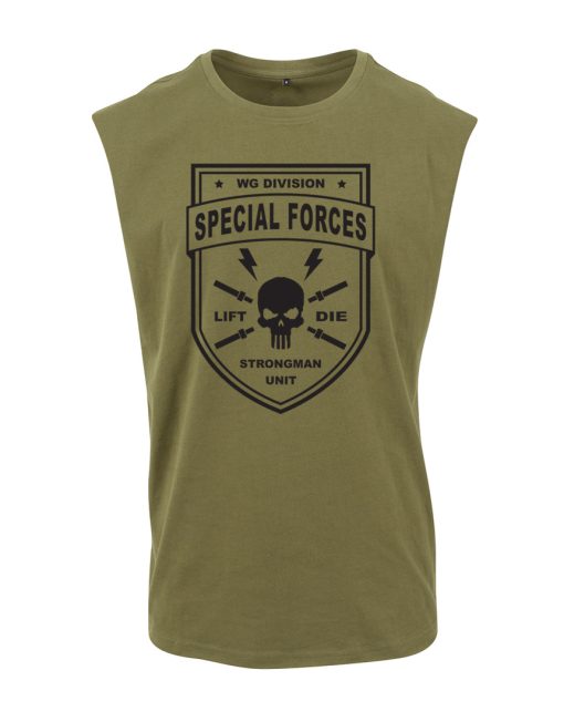 Camiseta verde sin mangas strongman force speciales - warrior gear