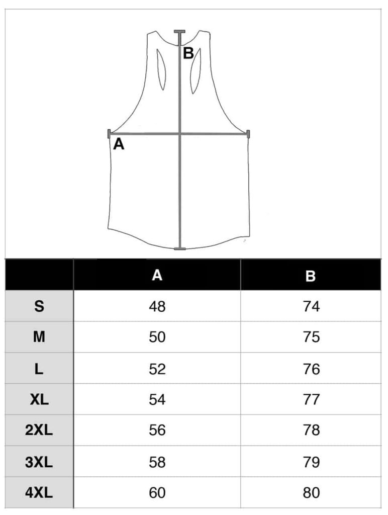 maattabel stringer bodybuilding warrior gear