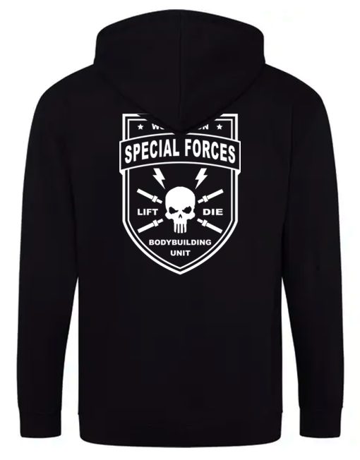 Sudadera con capucha y cremallera bodybuilding equipo de guerrero de fuerzas especiales - Sudadera con capucha y cremallera para gimnasio