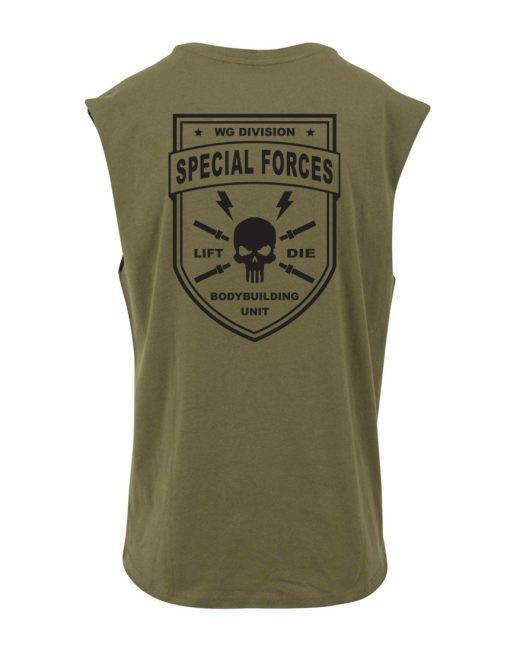 camiseta sin mangas gimnasio bodybuilding fuerza especial verde militar - warrior gear