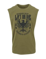 camiseta sin mangas verde warrior gear águila - camiseta sin mangas powerlifting - camiseta sin mangas gimnasio - camiseta sin mangas strongman - camiseta sin mangas bodybuilding - camiseta sin mangas águila lift or die - strength division