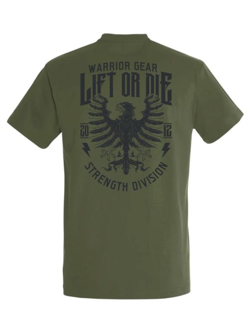 camiseta warrior gear águila verde - camiseta powerlifting - camiseta de gimnasio - camiseta strongman - camiseta bodybuilding - camiseta lift or die de águila - strength division