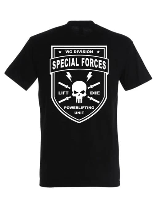 camiseta negra powerlifting fuerzas especiales - camiseta de gimnasio militar - warrior gear