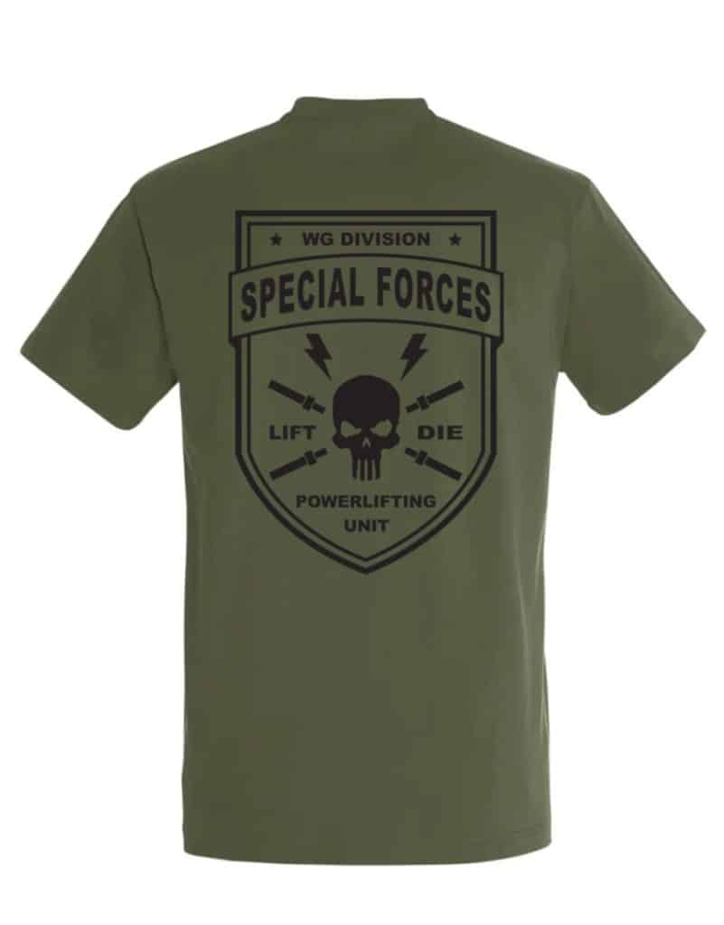 Camiseta powerlifting fuerzas especiales verdes - camiseta de gimnasio militar - warrior gear