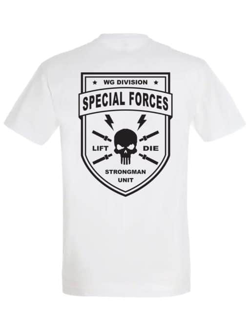 camiseta blanca strongman fuerzas especiales - camiseta de gimnasio militar - warrior gear