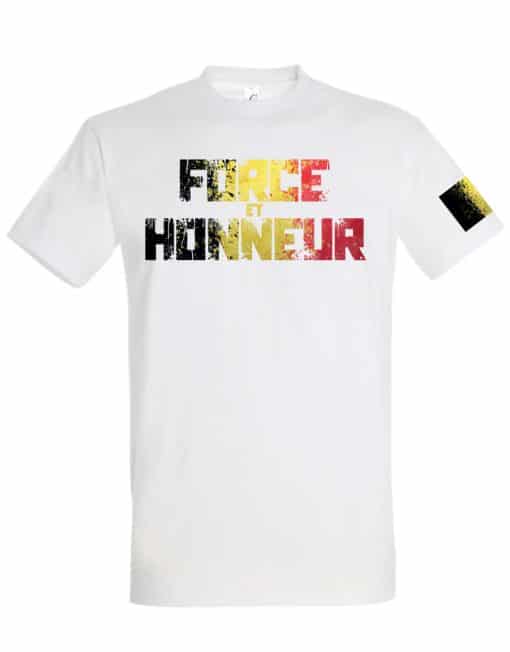 Camiseta de força e honra da Bélgica - camiseta com bandeira belga - camiseta de fisiculturismo belga - camiseta powerlifting da Bélgica - camiseta strongman da Bélgica