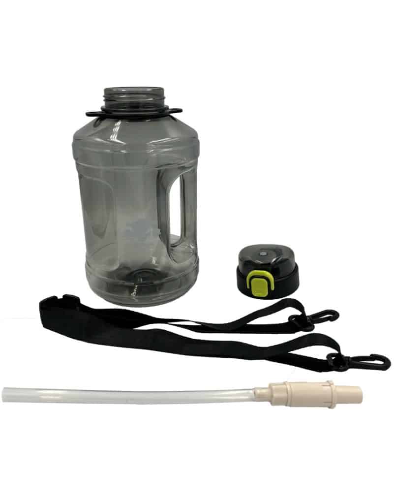 warrior gear resistant water bottle - 2.2 liter large capacity water bottle - water bottle with strap - water bottle with straw