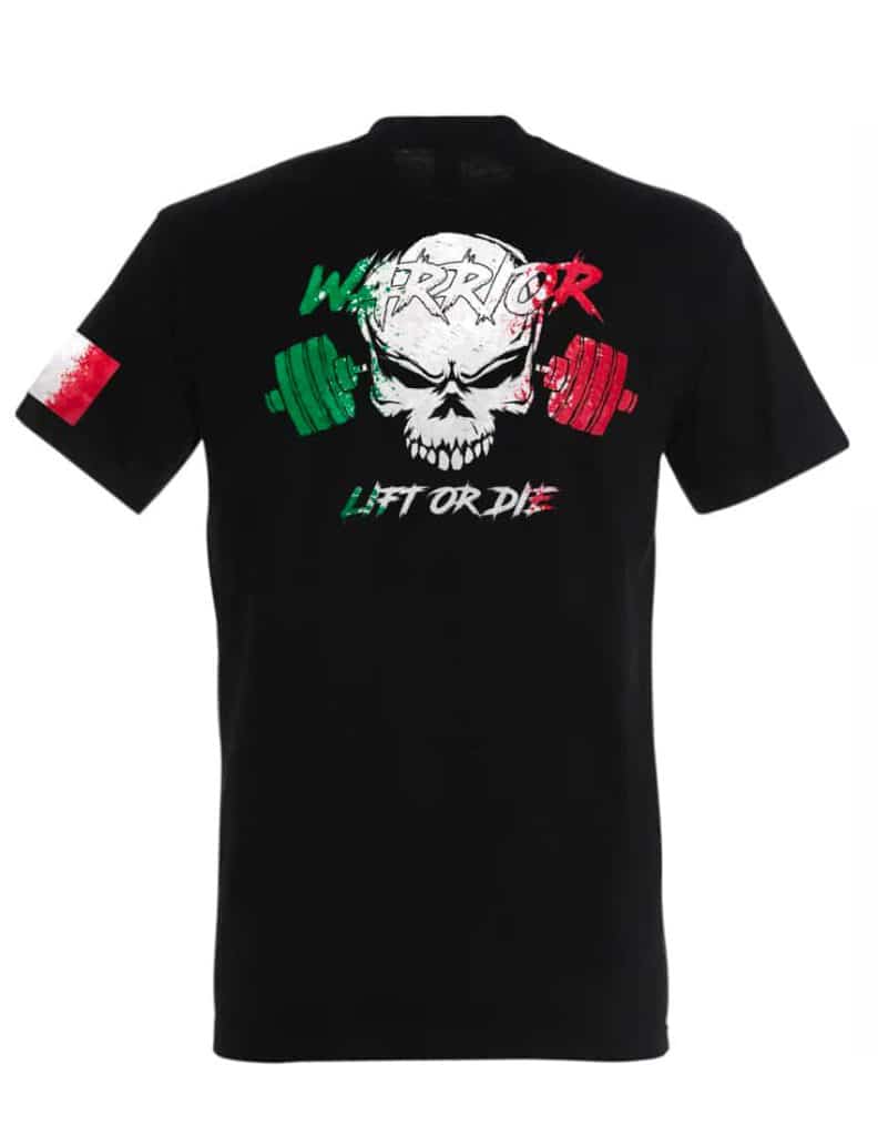 maglietta Warrior Gear Italia - maglietta muscolazione - maglietta powerlifting - maglietta sollevamento pesi - maglietta Strongman - maglietta uomo forte - maglietta fitness - maglietta Bodybuilding - maglietta culturismo - camiseta Warrior Gear Itália