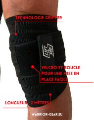 bandes de genoux velcro noir warrior gear - bande de genoux velcro warrior gear - bande squat musculation - powerlifting